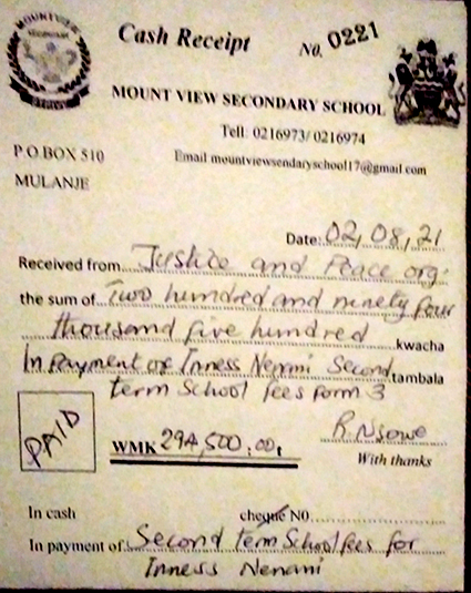 Bild Quittung der Schule