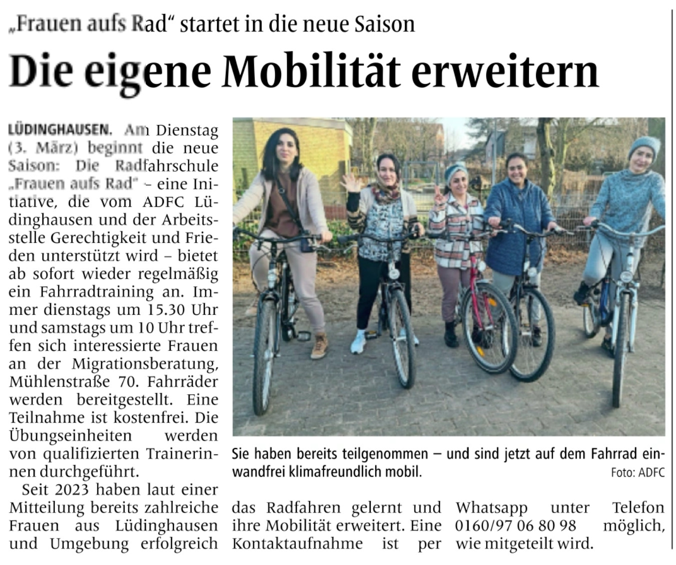 Bild Fahrradschülerinnen